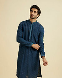 Manyavar Men Dark Blue Royal Elegance Kurta Pajama