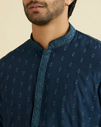 Manyavar Men Dark Blue Royal Elegance Kurta Pajama