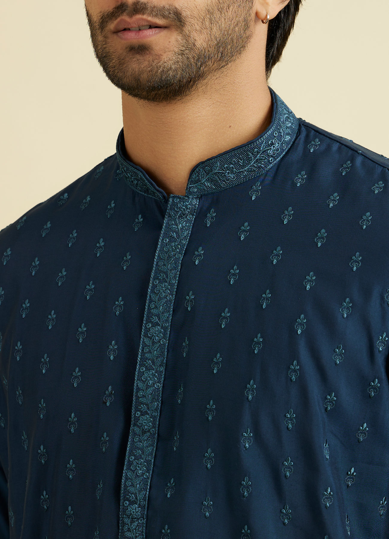 Manyavar Men Dark Blue Royal Elegance Kurta Pajama