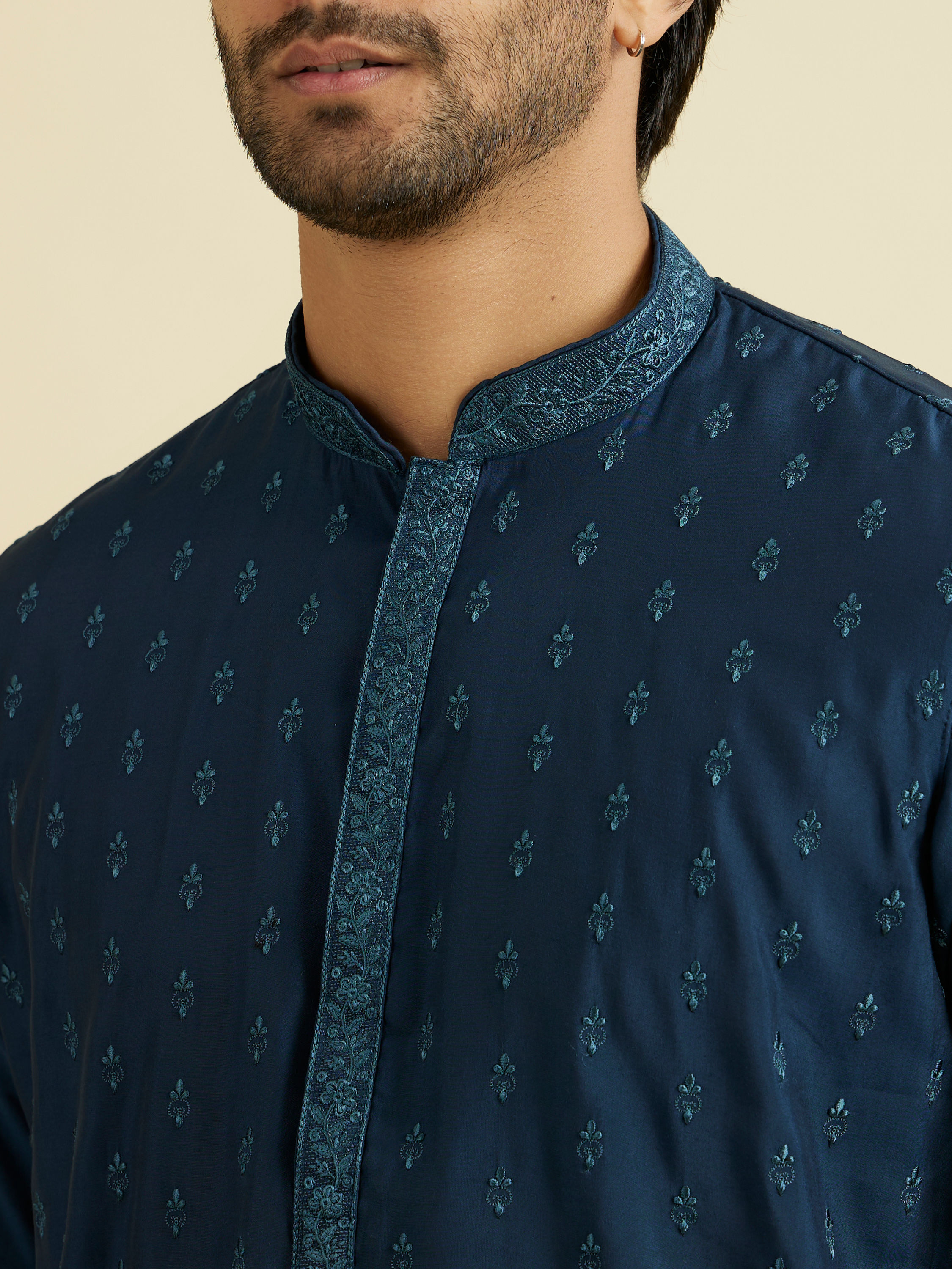 Manyavar Men Dark Blue Royal Elegance Kurta Pajama