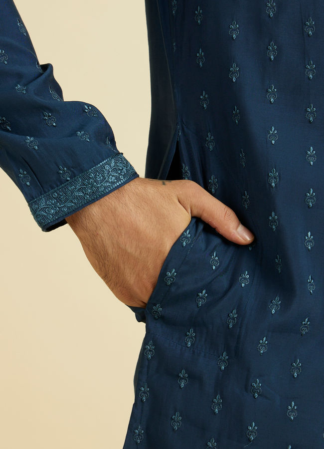 Manyavar Men Dark Blue Royal Elegance Kurta Pajama