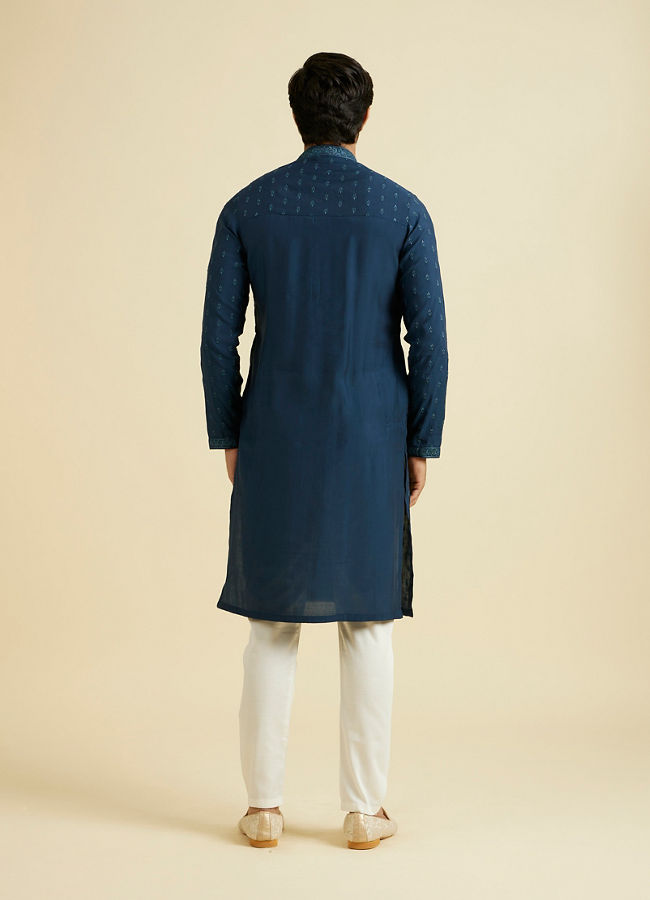 Manyavar Men Dark Blue Royal Elegance Kurta Pajama
