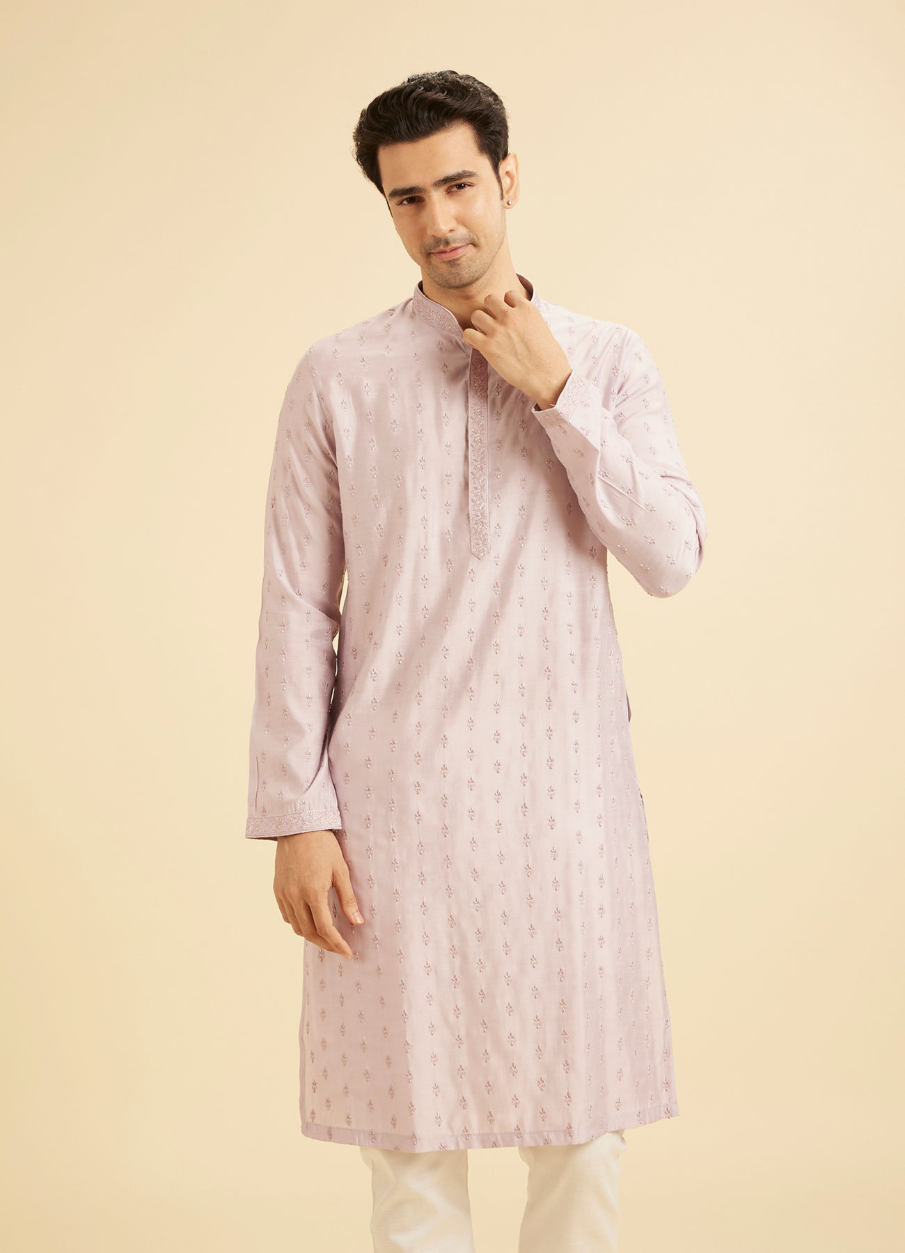 Manyavar Men Lilac Elegance Kurta Pajama