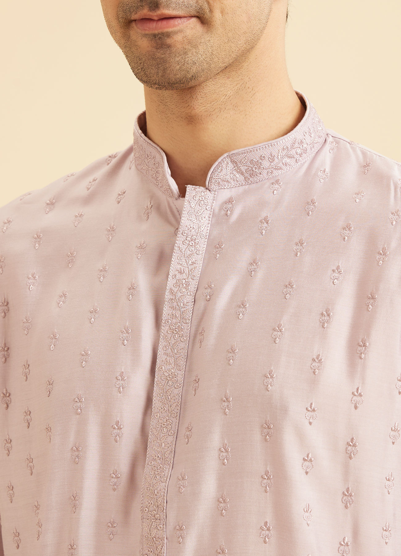 Manyavar Men Lilac Elegance Kurta Pajama