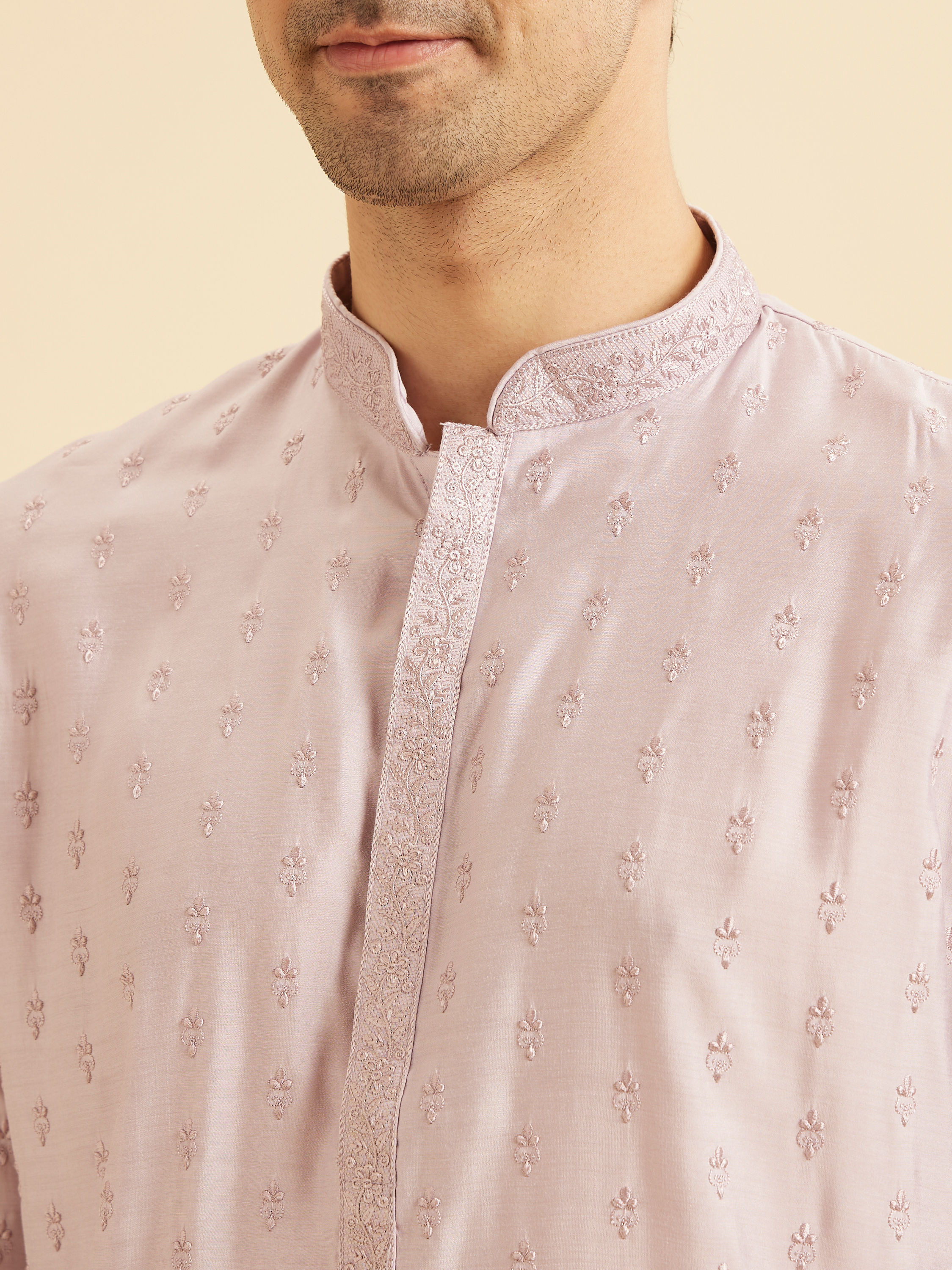 Manyavar Men Lilac Elegance Kurta Pajama