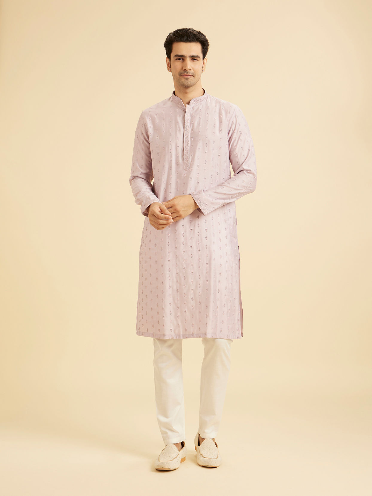 Manyavar Men Lilac Elegance Kurta Pajama