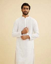 Manyavar Men Elegantly Crafted White Kurta Pajama