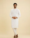 Manyavar Men Elegantly Crafted White Kurta Pajama image number 2