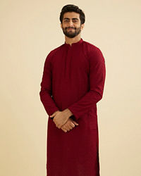 Manyavar Men Maroon Red Chikankari Kurta Set