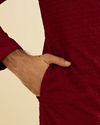 Manyavar Men Maroon Red Chikankari Kurta Set