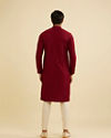 Manyavar Men Maroon Red Chikankari Kurta Set image number 5