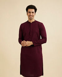 Manyavar Men Wine Hued Royal Kurta Pajama