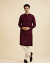 Manyavar Men Wine Hued Royal Kurta Pajama