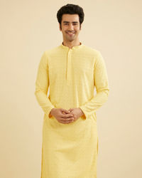 Manyavar Men Golden Touch Yellow Kurta Pajama