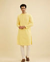 Manyavar Men Golden Touch Yellow Kurta Pajama image number 2