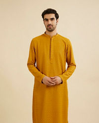 Manyavar Men Mustard Marvel Kurta Pajama