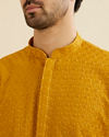Manyavar Men Mustard Yellow Chikankari Kurta Set