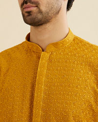 Manyavar Men Mustard Marvel Kurta Pajama