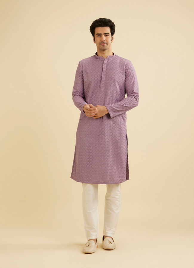 Manyavar Men Lilac Majesty Kurta Pajama image number 2