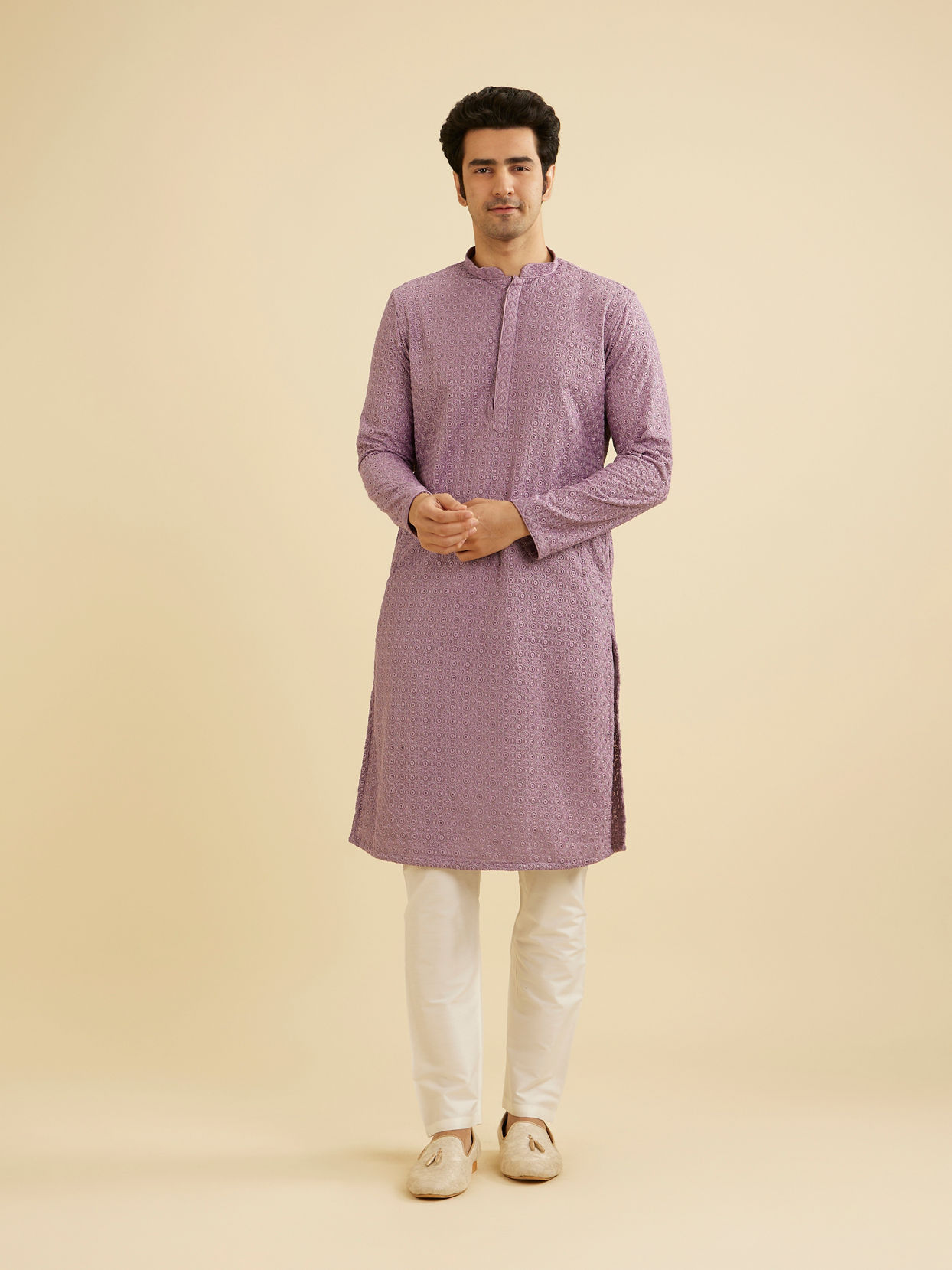 Manyavar Men Lilac Majesty Kurta Pajama image number 2