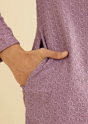 Manyavar Men Lilac Majesty Kurta Pajama image number 3