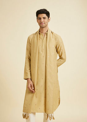 Manyavar Men Fawn Elegance Kurta Pajama with Dupatta