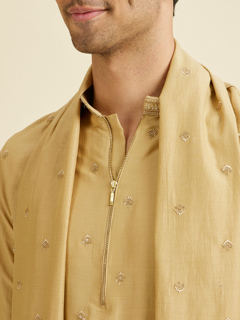 Manyavar Men Fawn Elegance Kurta Pajama with Dupatta