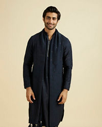 Manyavar Men Dark Blue Elegance Kurta Pajama