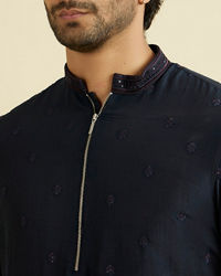 Manyavar Men Dark Blue Elegance Kurta Pajama