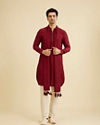 Manyavar Men Maroon Radiance Kurta Set with Dupatta