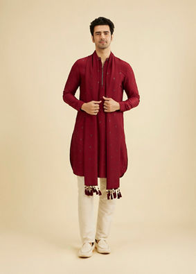 Manyavar Men Maroon Radiance Kurta Pajama image number 3