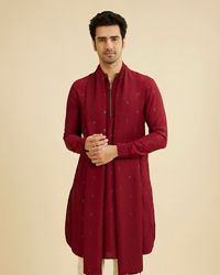 Manyavar Men Maroon Radiance Kurta Pajama