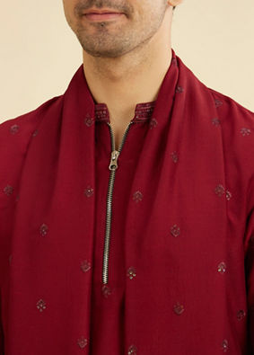 Manyavar Men Maroon Radiance Kurta Pajama image number 2