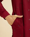Manyavar Men Maroon Radiance Kurta Set with Dupatta