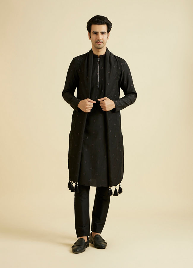 Manyavar Men Black Elegance Kurta Pajama