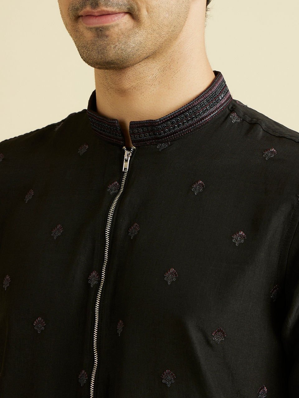 Manyavar Men Black Elegance Kurta Pajama with Dupatta