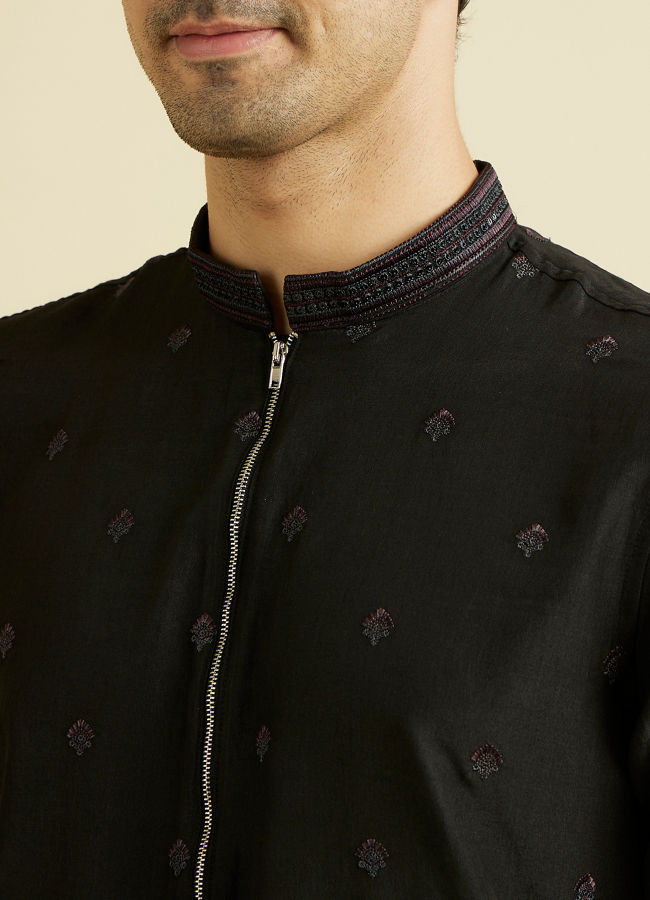 Manyavar Men Black Elegance Kurta Pajama with Dupatta
