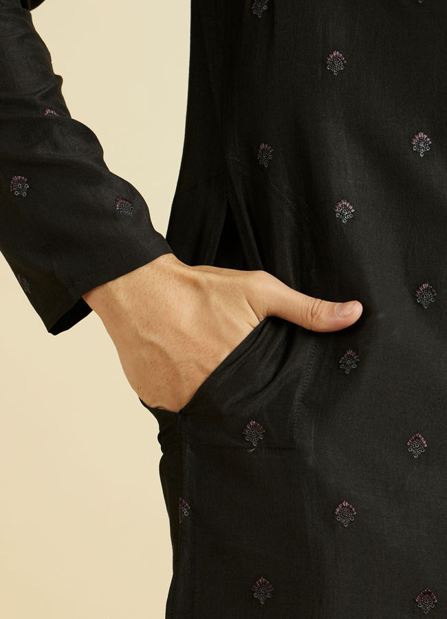 Manyavar Men Black Elegance Kurta Pajama