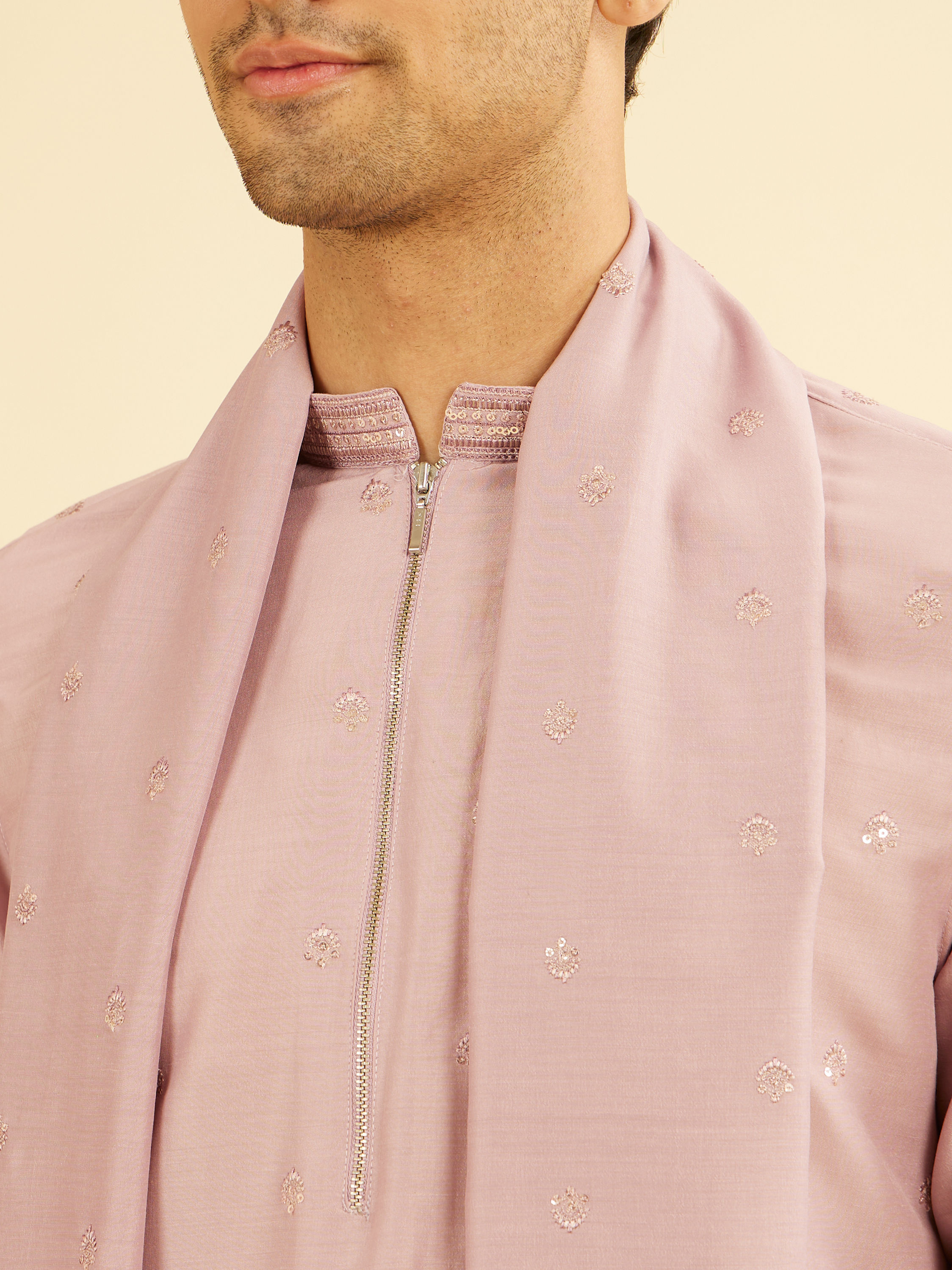 Manyavar Men Radiant Dusty Pink Kurta Pajama