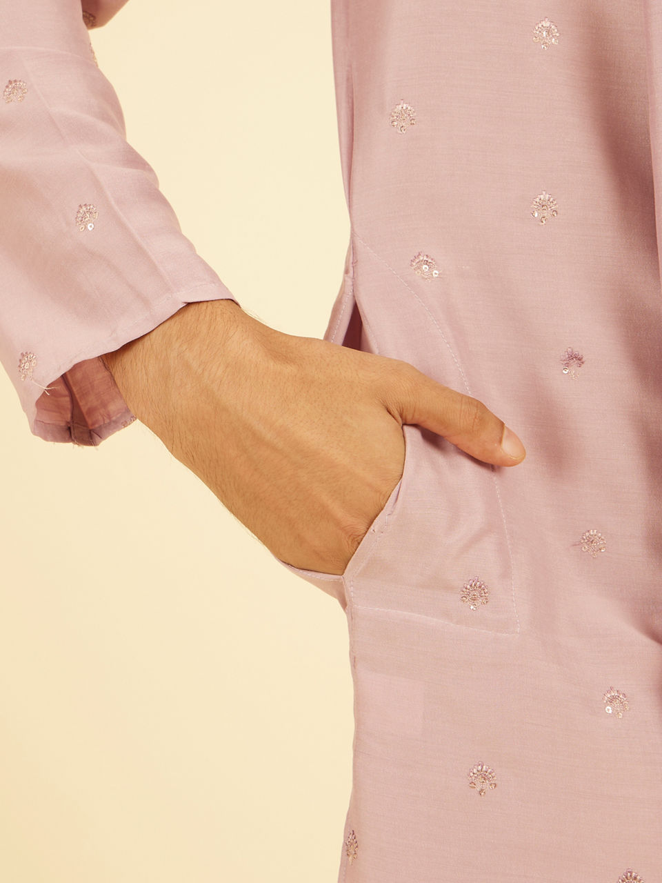 Manyavar Men Radiant Dusty Pink Kurta Pajama