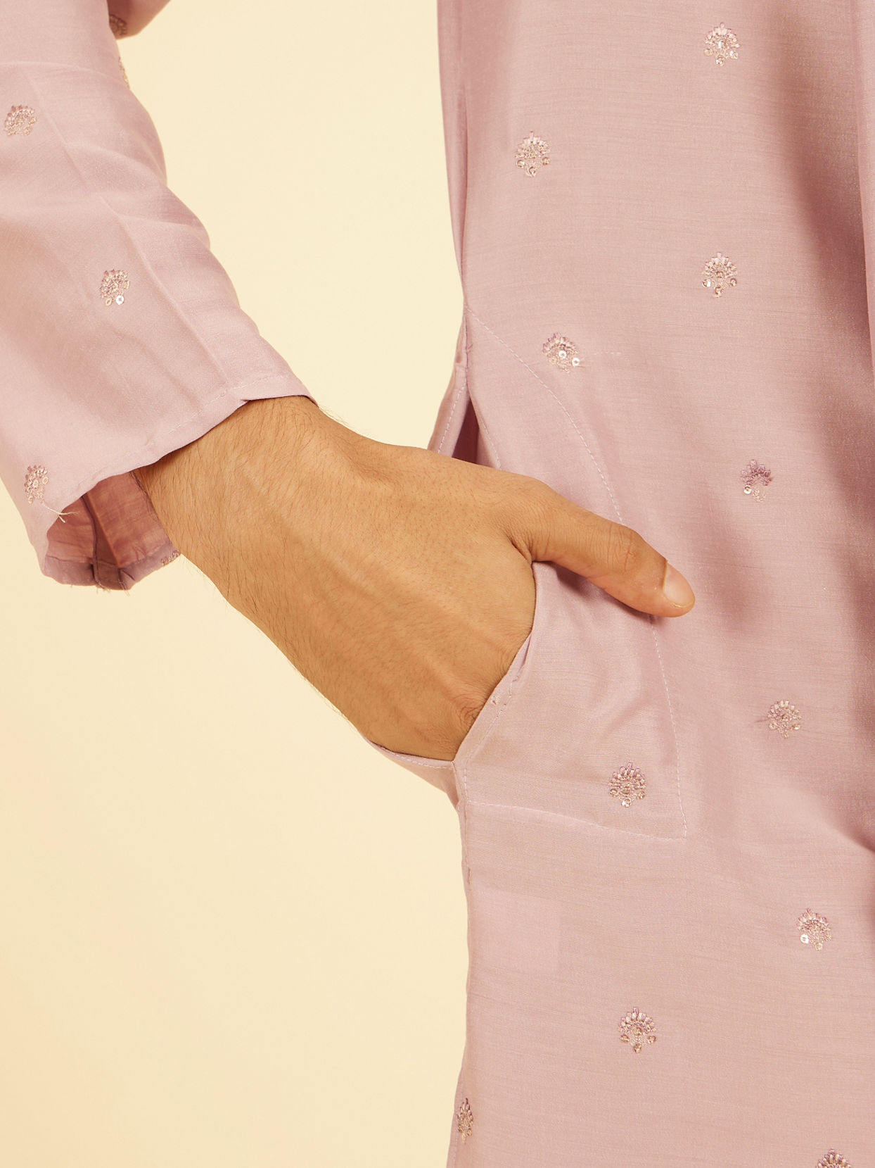 Manyavar Men Radiant Dusty Pink Kurta Pajama