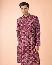 Manyavar Men Wine Elegance Kurta Pajama