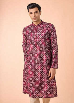 Manyavar Men Wine Elegance Kurta Pajama