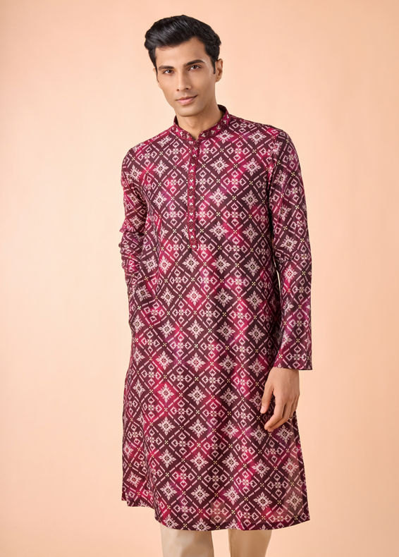 Manyavar Men Wine Elegance Kurta Pajama