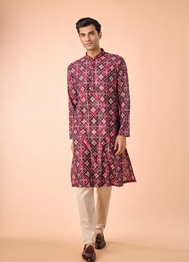 Manyavar Men Wine Elegance Kurta Pajama