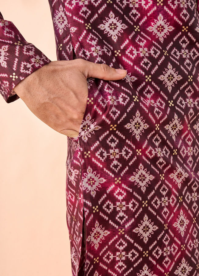 Manyavar Men Wine Elegance Kurta Pajama