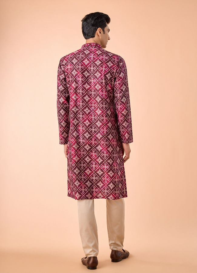 Manyavar Men Wine Elegance Kurta Pajama