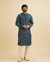 Manyavar Men Teal Blue Elegance Kurta Pajama