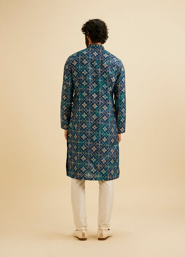 Manyavar Men Teal Blue Elegance Kurta Pajama