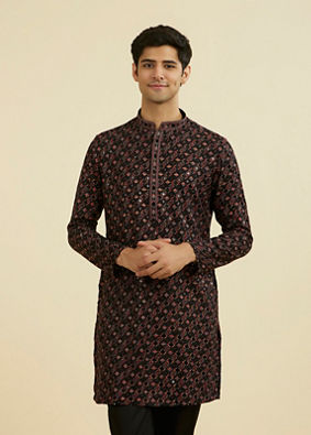 Manyavar Men Classic Black Ensemble Kurta Pant